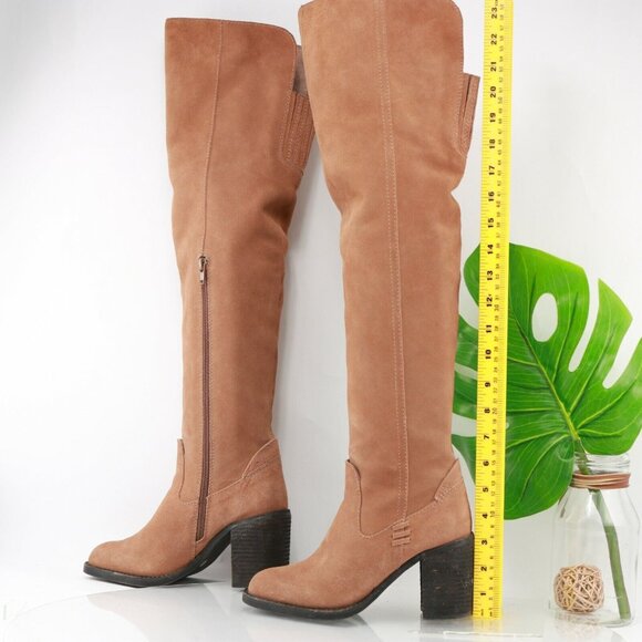 Jeffrey Campbell Womens Ryding Boot Size 6 OTK TAn Cognac Suede Block Heel Comfy - Picture 5 of 12